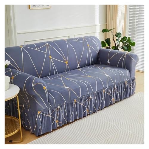 HYQOUKLR Sofabezug L-Form, Vatertagsgeschenk, Sofa-Stuhlbezug mit Blumenmuster, rutschfest, mit Rock(Color 07,1pc 3 Seater) von HYQOUKLR