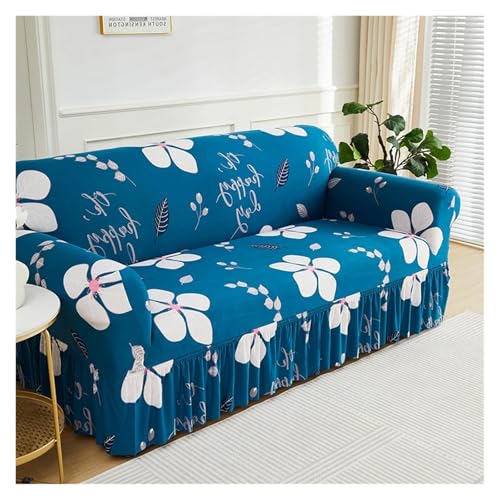 HYQOUKLR Sofabezug L-Form, Vatertagsgeschenk, Sofa-Stuhlbezug mit Blumenmuster, rutschfest, mit Rock(Color 10,1pc Single Set) von HYQOUKLR