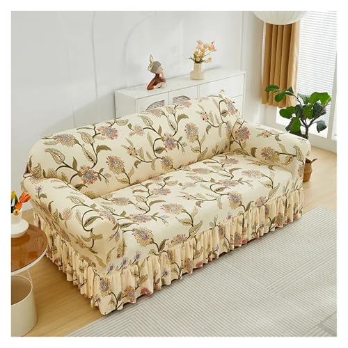 HYQOUKLR Sofabezug L-Form, Vatertagsgeschenk, Sofa- und Sesselbezug mit Rock, Mehrfarbig, for 1–4 Sitzer(Color 08,3seater(190-230cm)) von HYQOUKLR