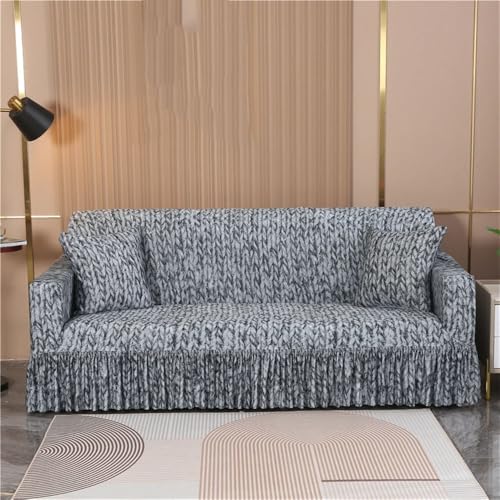 HYQOUKLR Sofabezug L-Form, Vatertagsgeschenk, Sofabezug-Packung mit 4 verschiedenen Größen, Mehrfarbig, mit Rüschenrock(Color 2,L) von HYQOUKLR