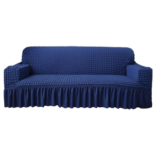 HYQOUKLR Sofabezug L-Form, Vatertagsgeschenk, Sofabezug mit Rock, Mehrfarbig, mehrere Größen(Sapphire,2 Seater(145-185cm)) von HYQOUKLR