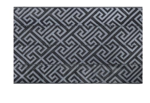 HYQOUKLR Teppich für draußen, Innen- und Außenterrasse Garten Wasserabweisend Waschbar Außenteppich for Gartenarbeit, Camping(Black with Gray) von HYQOUKLR