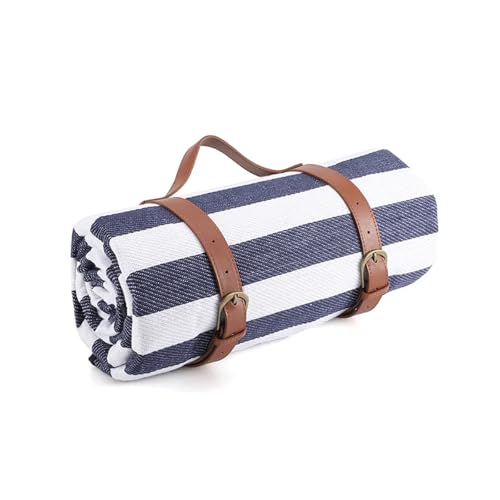 HYQOUKLR Teppich für draußen, Matte Bunte Plaid Streifen Rechteckige Schlafdecke Pad Wohnzimmer Teppich for Gartenarbeit, Camping(Blue White,200cmx150cm) von HYQOUKLR