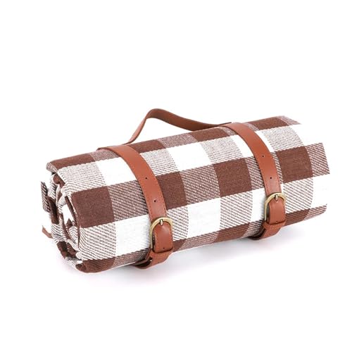 HYQOUKLR Teppich für draußen, Matte Bunte Plaid Streifen Rechteckige Schlafdecke Pad Wohnzimmer Teppich for Gartenarbeit, Camping(Brown,200cmx150cm) von HYQOUKLR