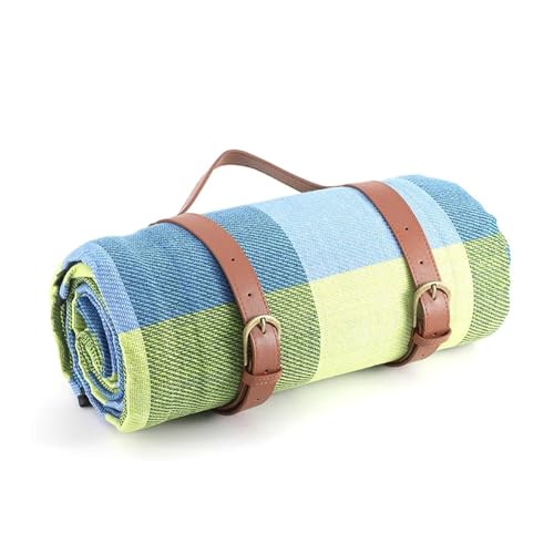 HYQOUKLR Teppich für draußen, Matte Bunte Plaid Streifen Rechteckige Schlafdecke Pad Wohnzimmer Teppich for Gartenarbeit, Camping(Green,200cmx150cm) von HYQOUKLR