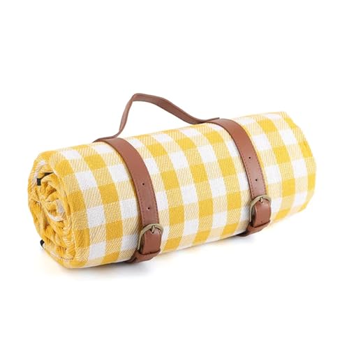 HYQOUKLR Teppich für draußen, Matte Bunte Plaid Streifen Rechteckige Schlafdecke Pad Wohnzimmer Teppich for Gartenarbeit, Camping(Yellow,200cm*200cm) von HYQOUKLR