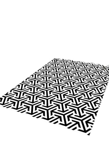 HYQOUKLR Teppich für draußen, Wohnzimmer Niedliche Spielmatte Nachttischvorleger for Gartenarbeit, Camping(Black White,40 x60cm) von HYQOUKLR