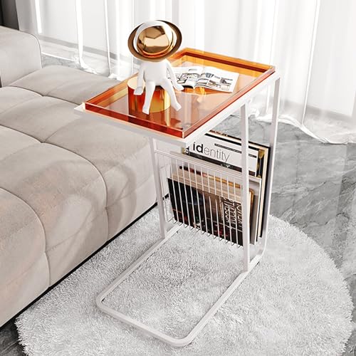HYQOUKLR Transparenter Couchtisch, Beistelltisch, Acryl-Schreibtisch-Sofa-Beistelltisch(Bianco) von HYQOUKLR