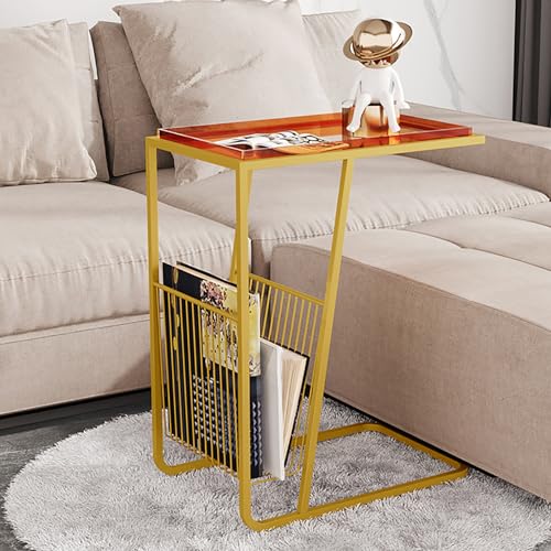 HYQOUKLR Transparenter Couchtisch, Beistelltisch, Acryl-Schreibtisch-Sofa-Beistelltisch(Gold) von HYQOUKLR