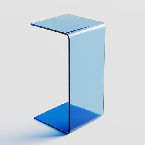 HYQOUKLR Transparenter Couchtisch, Beistelltisch, C-förmiger Nachttisch, Dicker, durchsichtiger Couchtisch aus Acryl(Blue) von HYQOUKLR