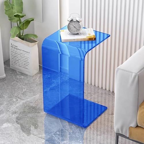 HYQOUKLR Transparenter Couchtisch, Beistelltisch, U-förmiger Couchtisch, transparenter Nachttisch, Freizeittisch(Blue,30 * 30 * 65cm) von HYQOUKLR