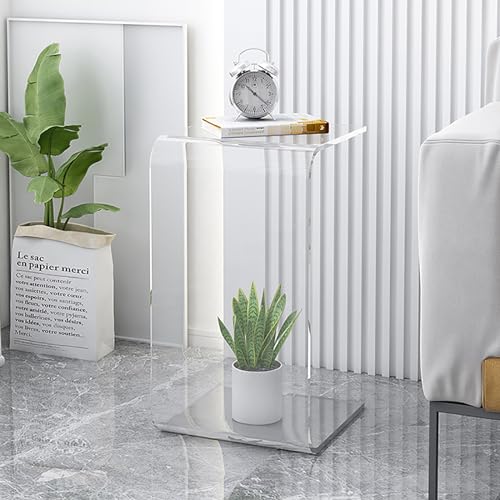 HYQOUKLR Transparenter Couchtisch, Beistelltisch, U-förmiger Couchtisch, transparenter Nachttisch, Freizeittisch(Clear,30 * 30 * 65cm) von HYQOUKLR