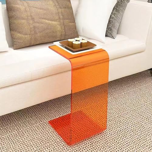 HYQOUKLR Transparenter Couchtisch, Beistelltisch, U-förmiger Couchtisch, transparenter Nachttisch, Freizeittisch(Orange,30 * 30 * 55cm) von HYQOUKLR
