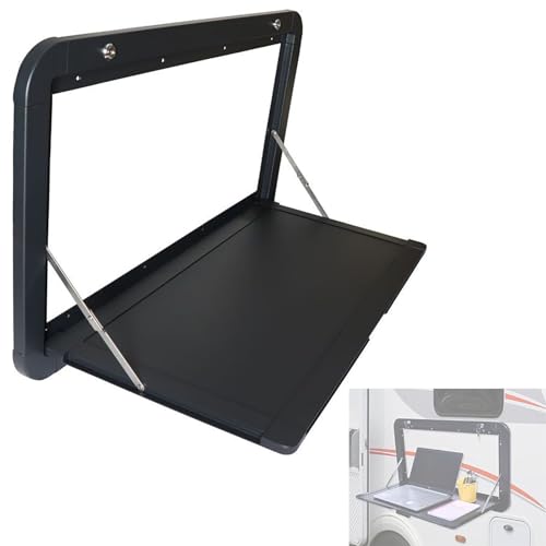 HYQOUKLR klappbarer wandtisch, wandmontierter Schreibtisch, Faltbarer RV-Tisch aus Aluminiumlegierung, umklappbar, abschließbar, Wandschreibtisch, Mehrfarbig, 60 x 42 cm/80 x 45 cm(Black,80x45cm) von HYQOUKLR