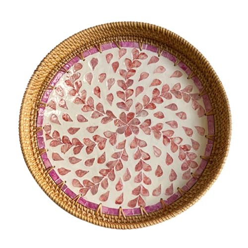 HYQOUKLR rechteckiges Tablett, Rattantablett, Rattan Gewebt Servieren Lagerung Tablett Runde Obst Korb Candy Multicolor Mehrere Größen Hause Wohnzimmer Decor(Multi-colored4,30x3cm) von HYQOUKLR