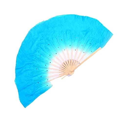 Handfächer, Handgehaltener Seiden-Faltfächer for Tanzen, 2er-Pack, mehrfarbig(Blue) von HYQOUKLR