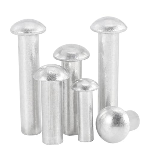 Hochbelastbare, langlebige Nieten mit Vollkopf, Aluminiumlegierung Halbrundkopf Vollnieten Mehrere Größen Mehrere Längen Handklopfen Selbstverstopfend(5mm,M8 (10pcs)) von HYQOUKLR