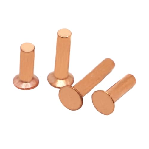 Hochbelastbare, langlebige Nieten mit Vollkopf, Senkkopfnieten Kupfer Vollniete DIN661 GB869 M2-M8 3-40mm 90 Stück(3mm,M6 2pcs) von HYQOUKLR