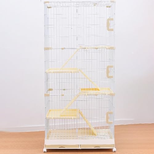 Katze Gehäuse Käfig, Katzenkäfig-Laufstall mit Deckelverriegelung und Rädern for Kleintiere, Mehrfarbig, 70 x 50 x (62 – 154) cm(Brown,70x50x154cm) von HYQOUKLR