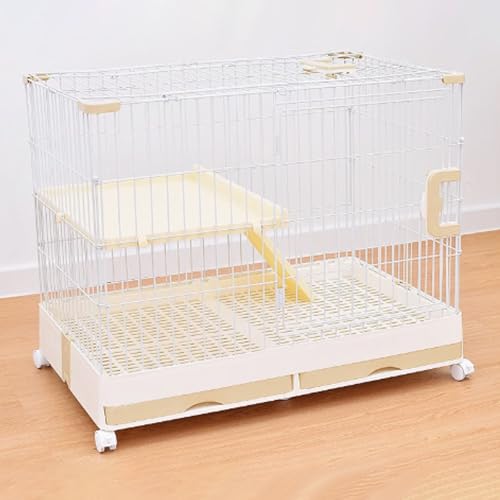 Katze Gehäuse Käfig, Katzenkäfig-Laufstall mit Deckelverriegelung und Rädern for Kleintiere, Mehrfarbig, 70 x 50 x (62 – 154) cm(Brown,70x50x62cm) von HYQOUKLR
