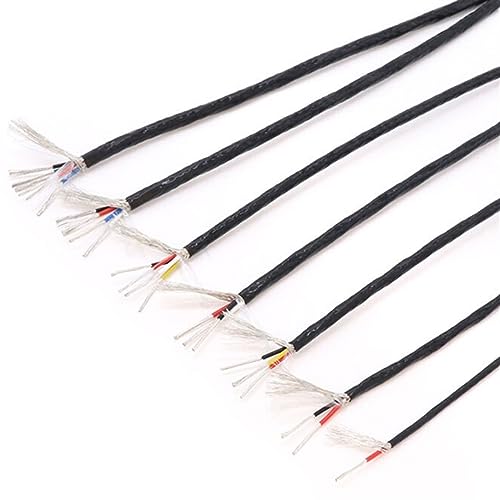 Kerne abgeschirmtes Kabel, Steuerkabel, 1–6 Adern Isolierkabel 0,5 mm 0,75 mm hochreiner Kupferdraht verzinnt PTFE geschirmt Verlängerungsstecker(1m Sq0.5mm x 2Cores) von HYQOUKLR