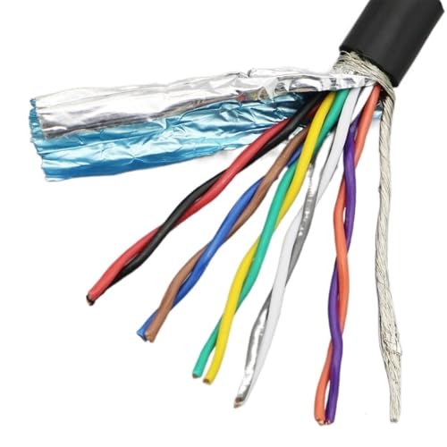 Kerne abgeschirmtes Kabel, Steuerkabel, 2-16-adriger, abgeschirmter Drahtkern aus reinem Kupfer, 26 24 22 20 18 AWG, PVC-ummantelter Steuerdraht-Verlängerungsstecker(10 cores 1meter) von HYQOUKLR