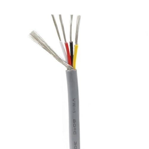 Kerne abgeschirmtes Kabel, Steuerkabel, 2–8 Adern UL2547 Kanal Audio geschirmtes Kabel 10 m 30 28 26 24 22 20 18 AWG grauer Verlängerungsstecker(30 AWG x 10 meters 4Cores) von HYQOUKLR