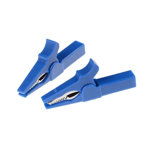 Krokodilklemmen, Hochleistungskrokodilklemmen, 55 mm HV-Mehrfarben-Krokodilklemmen, 2er-Pack for Batterietests, 4 mm Bananenstecker, Multimeter(2pcs Blue) von HYQOUKLR