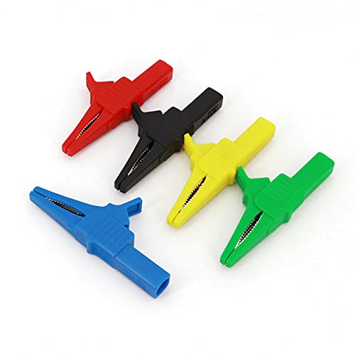 Krokodilklemmen, Hochleistungskrokodilklemmen, 5Pcs Isolierte Krokodil Clips 83mm Mit 4mm Banana Jack 1000V 32A Multicolor(One for Each Color) von HYQOUKLR