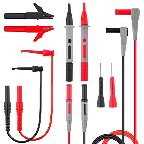 Krokodilklemmen, Hochleistungskrokodilklemmen, Multimeter-Messleitungen-Kit mit Krokodilklemmen, Prüfspitzen, Mini-Haken, feinen Spitzen, mehrfarbig, 10er-Pack von HYQOUKLR