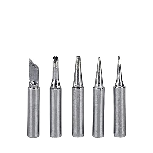 Lötkolben-Kopfsatz, 5 STÜCKE s 900M Silber Schwarz Kupfer Elektrische Lötkolben Kopf for 908S 908 8898(Silver,80W-3C K B I D) von HYQOUKLR