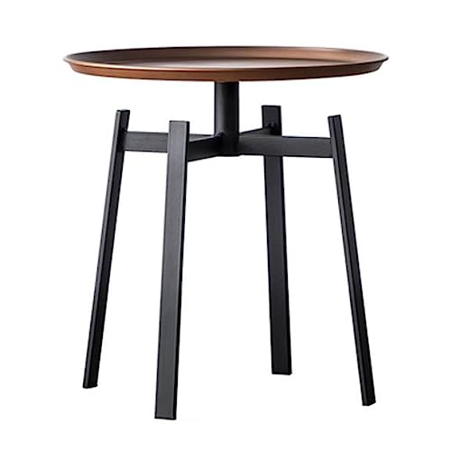 Nachttisch, Couchtisch, Runder Beistelltisch, Couchtisch, Nachttisch, Eisen, Schwarz oder Braun, 48,5 cm T x 49,4 cm H(Bruin) von HYQOUKLR