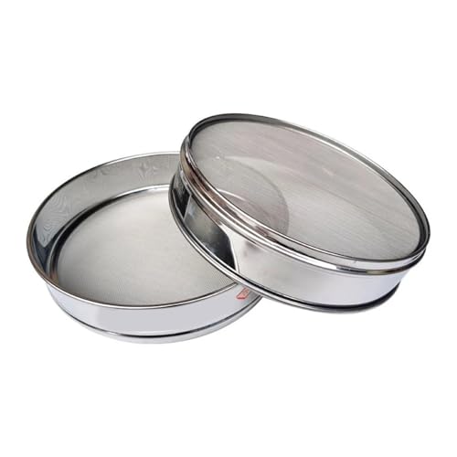 Testsieb aus Edelstahl, 30 cm Labor-Testsieb mit Chromrahmen und mehreren Maschenweiten, Deckel und Boden(80mesh(0.18mm)) von HYQOUKLR