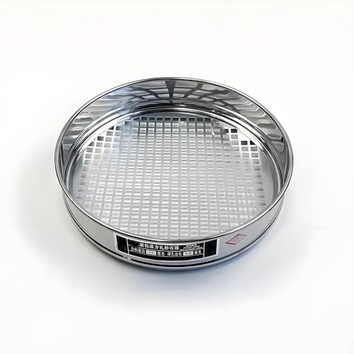 Testsieb aus Edelstahl, Kies-Labor-Testsieb, 20 cm, quadratische Lochöffnung, 0,075–90 mm, Chromabdeckung und Tablett(Lid and bottom) von HYQOUKLR