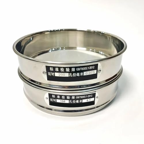 Testsieb aus Edelstahl, Labor-Testsieb, Edelstahl, 8–200 Maschenweite, 20 cm Durchmesser, doppellagiger Stanzrahmen, 2 Stück(150 mesh(0.1mm)) von HYQOUKLR