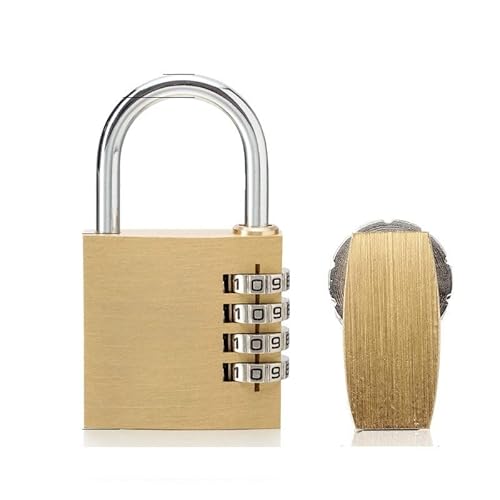 Vorhängeschlösser mit Code, Vorhängeschloss aus Edelstahl, massives Messing, Zahlenkombination, Passwort, Geheimcode von HYQOUKLR