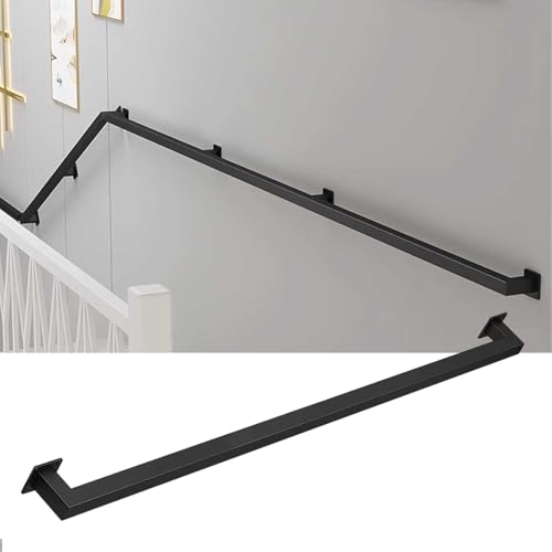 Wandmontage Unterstützung Treppengebänder, Schmiedeeiserner Treppenhandlauf for den Innen- und Außenbereich, Wandmontage, 30–600 cm, Schwarz(2.6ft/0.8m) von HYQOUKLR