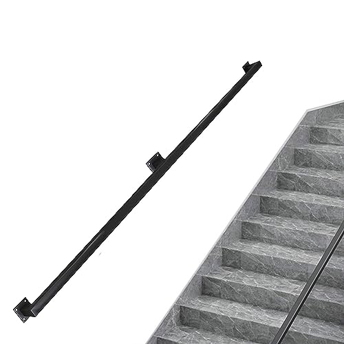 Wandmontage Unterstützung Treppengebänder, Treppenhandlauf aus Metall, Schmiedeeisen, komplettes Set, Mattschwarz, mehrere Größen(18ft/5.4m) von HYQOUKLR
