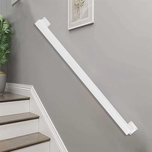Wandmontage Unterstützung Treppengebänder, Treppenhandlauf aus Vierkantrohr for Wände, Weiß, mehrere Größen(7ft/2.1m) von HYQOUKLR