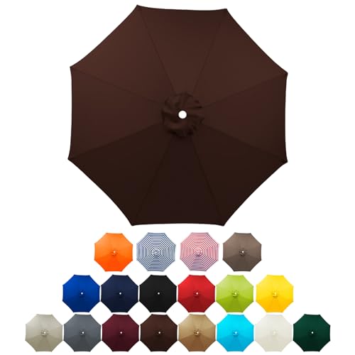 außen sonnenschirm überdachung, Ersatzdach for Sonnenschirme im Freien, 6 oder 8 Streben, mehrere Größen, mehrfarbig(Brown,6 ribs-2.0m(6.5ft)) von HYQOUKLR