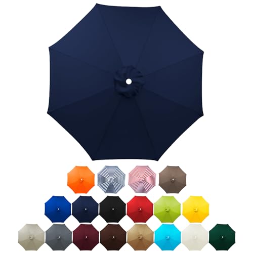 außen sonnenschirm überdachung, Ersatzdach for Sonnenschirme im Freien, 6 oder 8 Streben, mehrere Größen, mehrfarbig(Navy Blue,6 ribs-2.5m(8.2ft)) von HYQOUKLR