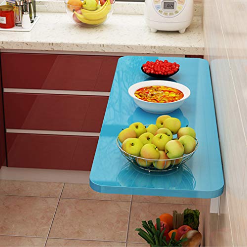 klappbarer wandtisch, wandmontierter Schreibtisch, An der Wand befestigter Klapptisch, Mehrfarbig, mehrere Größen, Tragkraft 60 kg/132 ​​lb(Blue,80 * 40Cm/32 * 16In) von HYQOUKLR