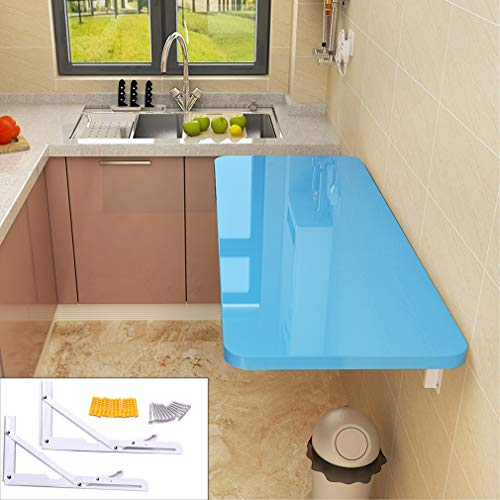 klappbarer wandtisch, wandmontierter Schreibtisch, Wandmontierter Klapptisch, Mehrfarbig, Verschiedene Größen, maximale Belastung 50 kg/110 lb(Blue,60 * 50Cm/23.6 * 19.7In) von HYQOUKLR