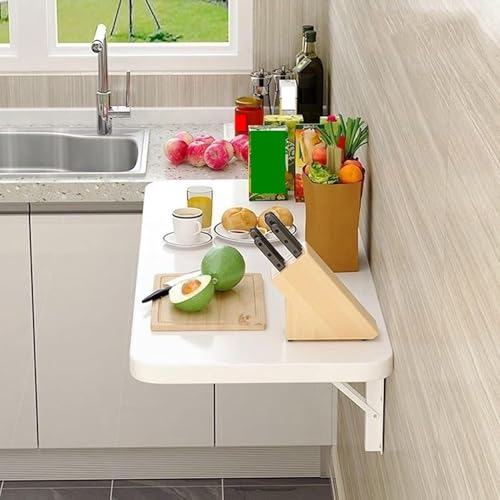 klappbarer wandtisch, wandmontierter Schreibtisch, Wandmontierter Klapptisch, weiß, mehrere Größen, for Home Office, Küche, Waschküche(60 * 40Cm/23Inch*16Inch) von HYQOUKLR