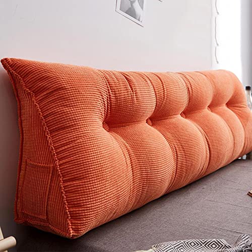 HYQW Kopfteil Kissen Dreieckiges Keilkissen Bettrückenkissen Weiche Kopfteilstütze Lesekissen Rückenkissen Mit Abnehmbarem Und Waschbarem Bezug,Orange-90cm(2 Buckles) von HYQW