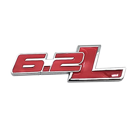 HYRAM Auto Styling Metall 6.2L Logo Emblem Auto Verdrängung Trunk Abzeichen Aufkleber Aufkleber Zubehör Autoabzeichenaufkleber (Color : Silver with R) von HYRAM