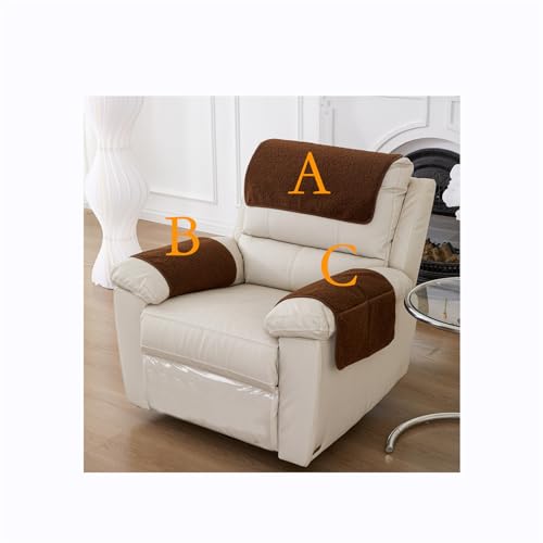 HYRAM Couch überwurf,Plüsch Superweich Sofaüberwurf，Armkappen, Für Sessel,Armlehnenschoner Für Sofa Kopfstützenbezug Für Möbelbezüge Weiche Abnehmbar Sesselbezüge (1 Seater(3pcs),Coffee) von HYRAM