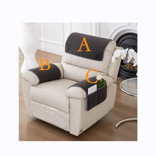 HYRAM Couch überwurf,Plüsch Superweich Sofaüberwurf，Armkappen, Für Sessel,Armlehnenschoner Für Sofa Kopfstützenbezug Für Möbelbezüge Weiche Abnehmbar Sesselbezüge (1 Seater(3pcs),Dark Gray) von HYRAM