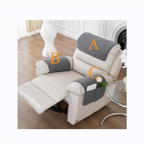 HYRAM Couch überwurf,Plüsch Superweich Sofaüberwurf，Armkappen, Für Sessel,Armlehnenschoner Für Sofa Kopfstützenbezug Für Möbelbezüge Weiche Abnehmbar Sesselbezüge (2 Seater(4pcs),Light Gray) von HYRAM