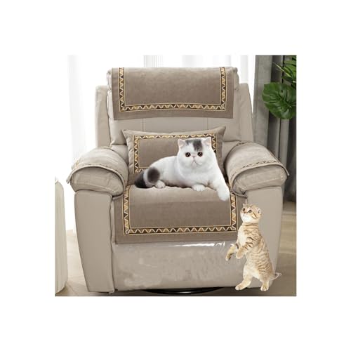 HYRAM Sofa-Armlehnenbezug, Kopfstützenbezug für Liegestuhl, Armlehnen, gesteppter Möbelschutz für Haustiere, Ledersofa, Couch, Schonbezug (3-Sitzer (8 Stück), Kaffee) von HYRAM